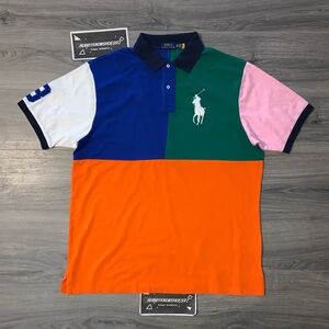 Polo Ralph Lauren Big & Tall Men’s Big Pony Colorblock Mesh Shirt Size 2XLT